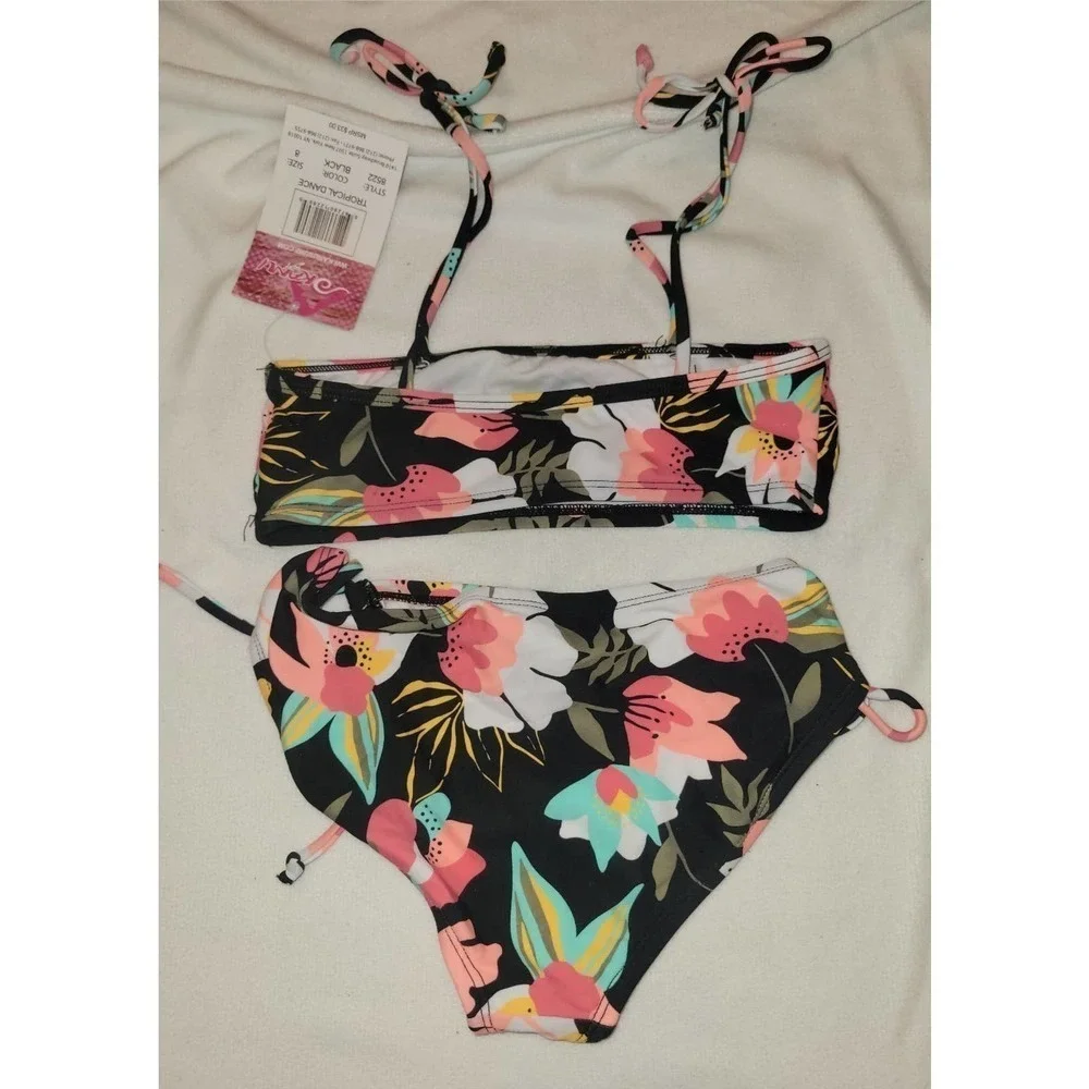 NWT Bikini size 8 youth girls floral tropical Kanu surf